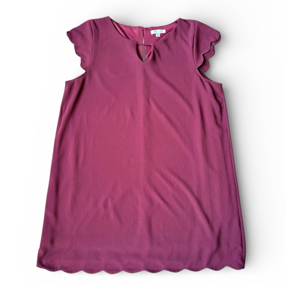 She + Sky Burgundy Scalloped Dress